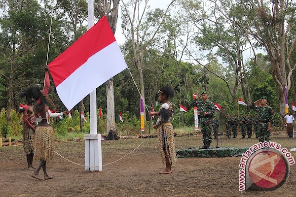 Saat Merah Putih berkibar di perbatasan Indonesia-PNG