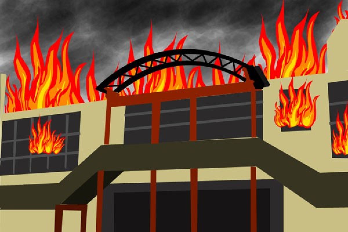 Ratusan kios Shopping Center Limboto terbakar