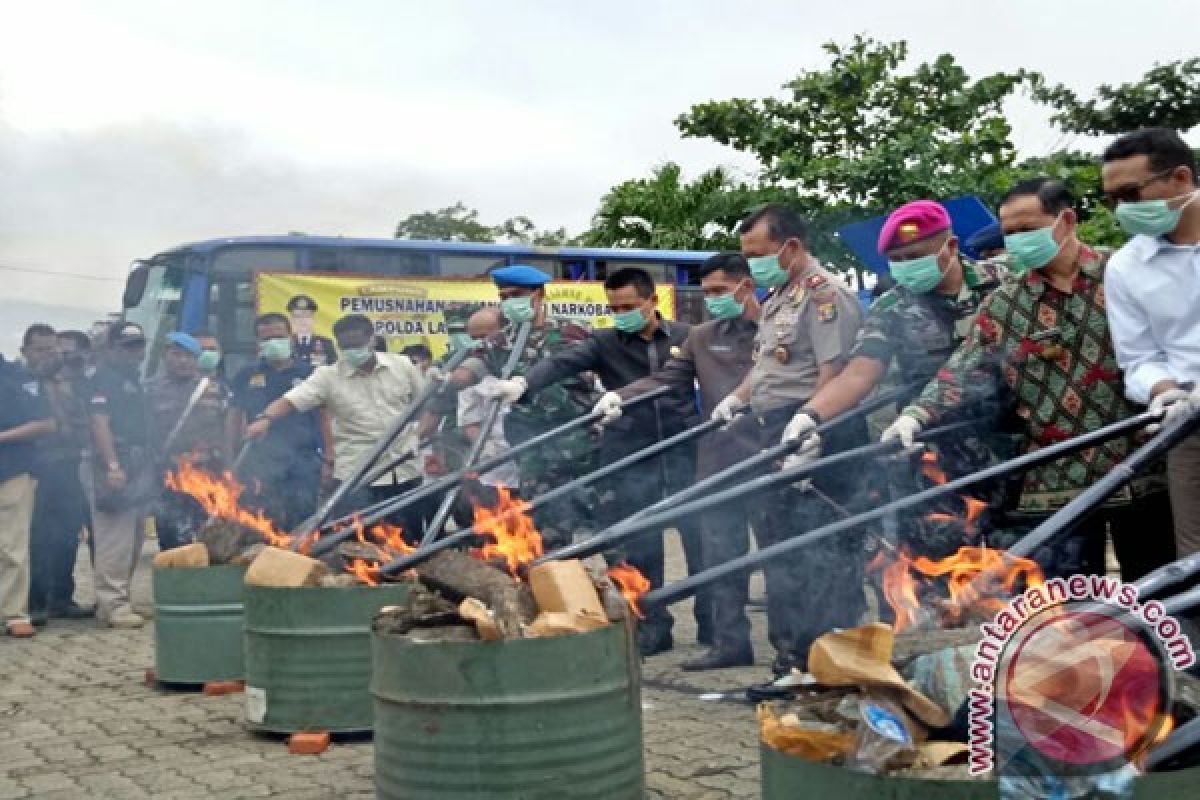 Polda Lampung Musnahkan Narkoba Triliunan Rupiah