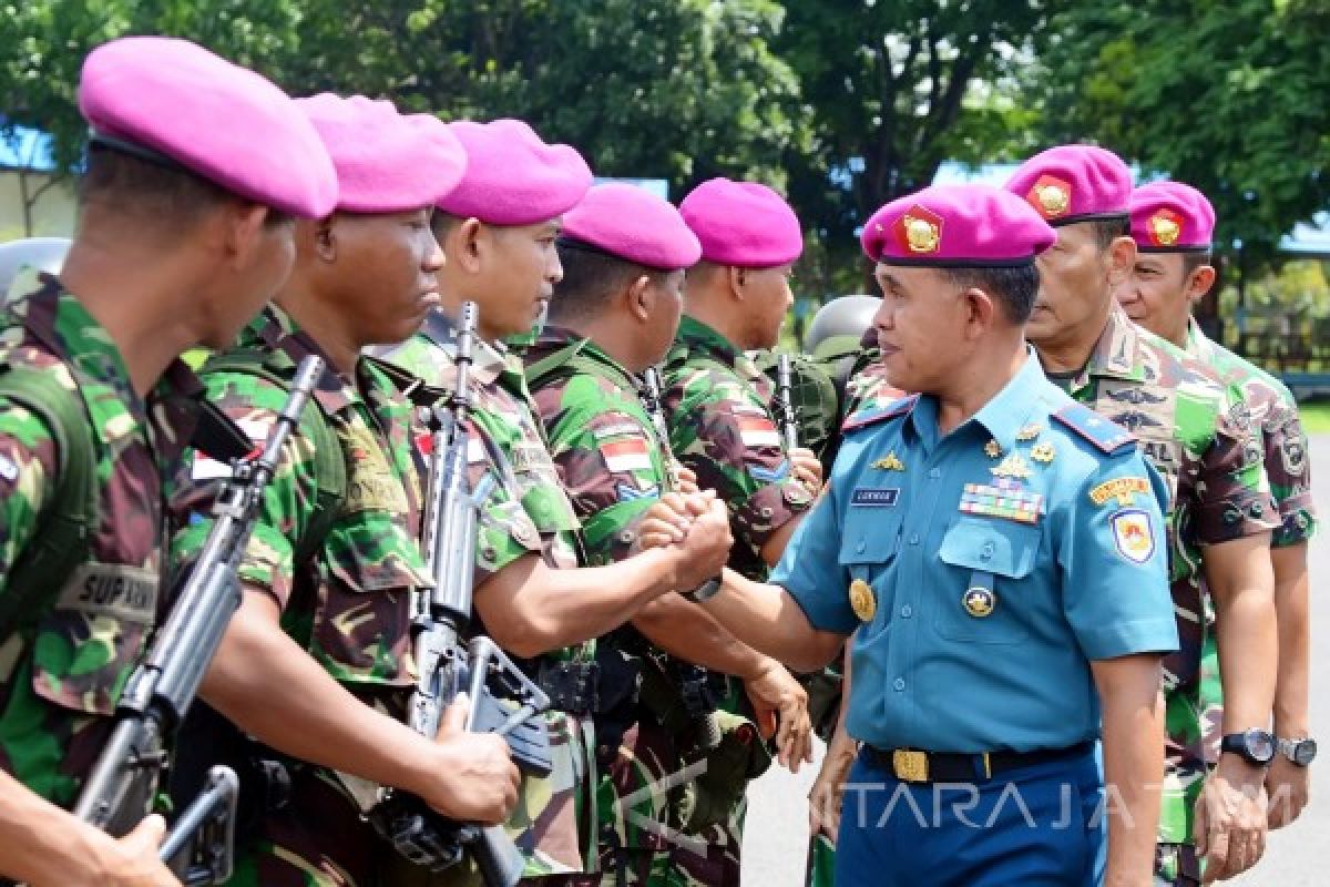 Satgas Marinir Pulau Terluar Tiba Di Sidoarjo