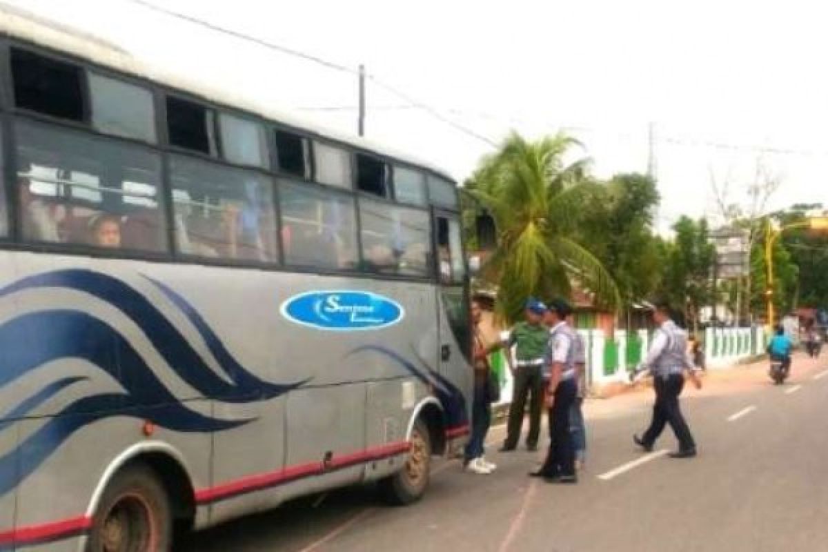 Tak Miliki Izin, Dishubkominfo Rohil Amankan Bus Asal Sumatera Utara