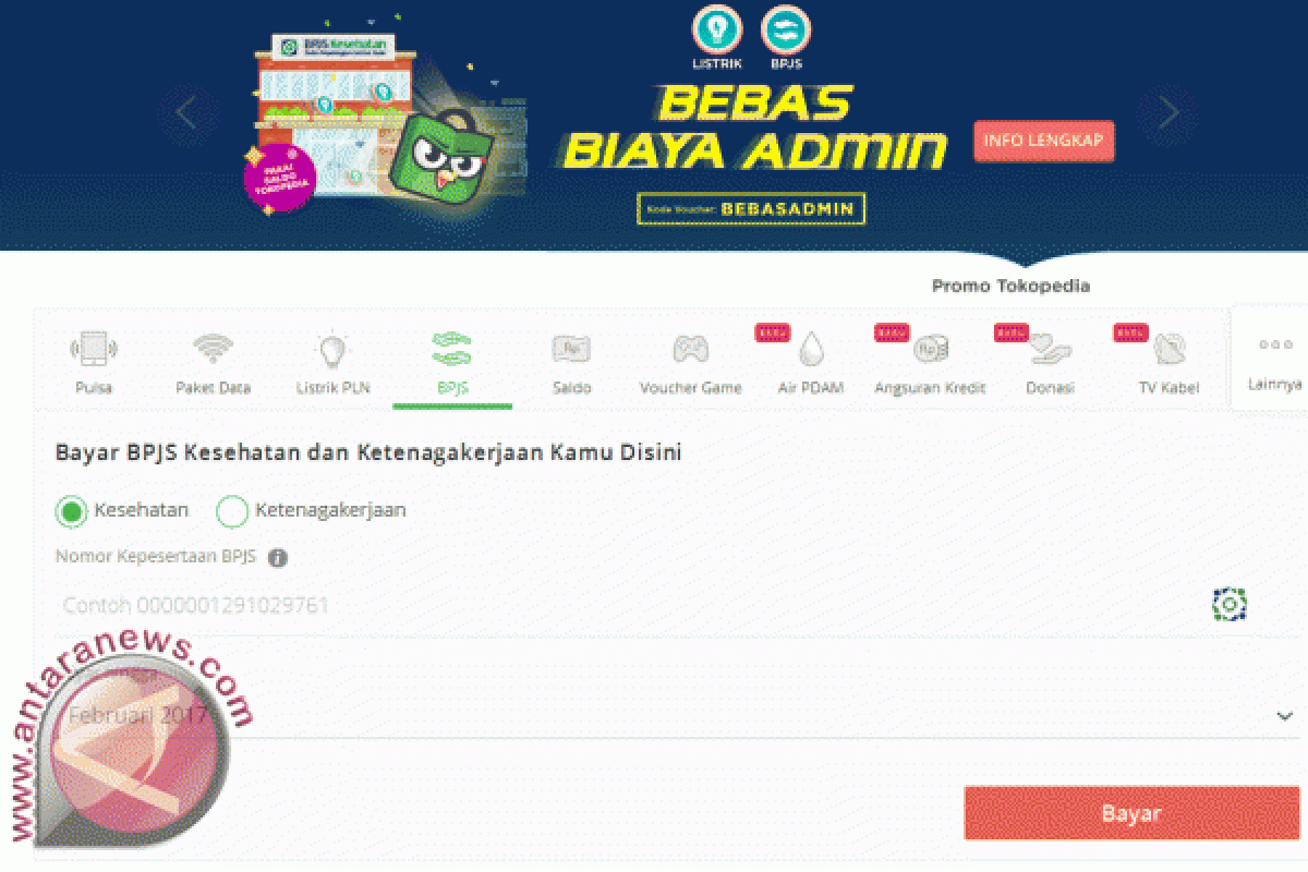 Iuran BPJS Ketenagakerjaan kini dapat dibayar via Tokopedia