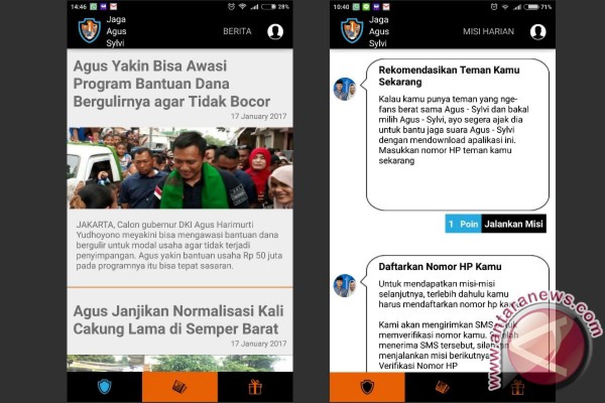 Menjajal aplikasi â€œJaga Agus-Sylviâ€