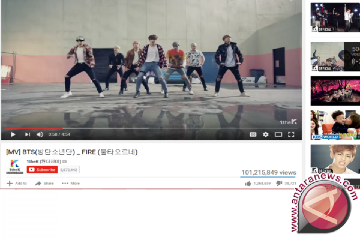 Wow! BTS Masuk 50 Musisi Paling Banyak Dilihat di YouTube AS