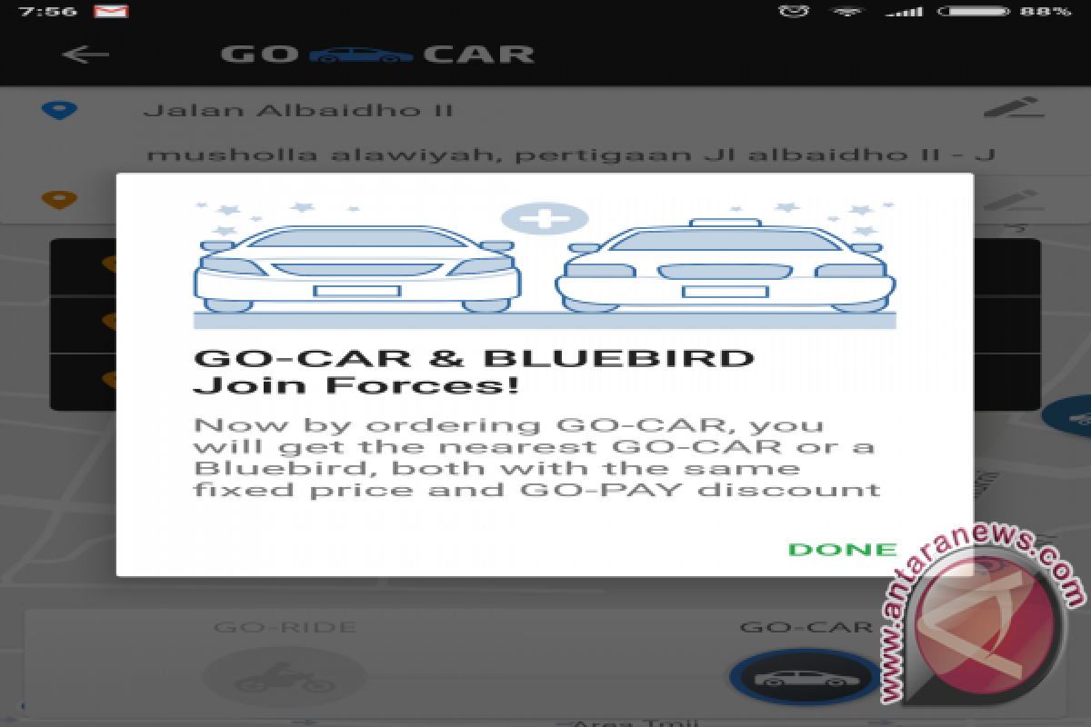 Go-Jek kini bisa pesan Blue Bird