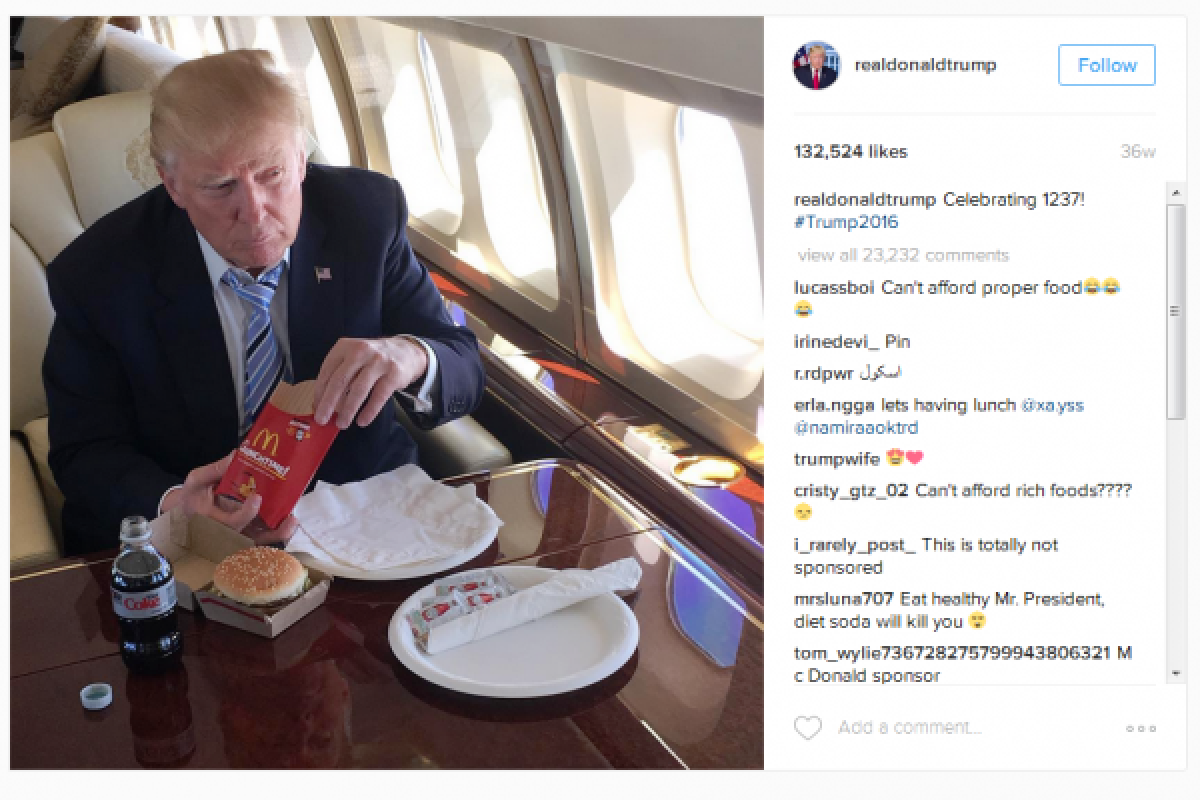 Donald Trump doyan "junk  food"