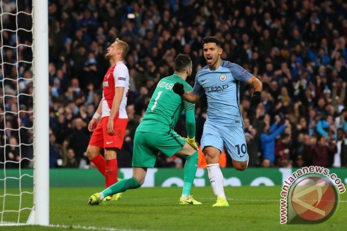 Sergio Aguero Picu Manchester City Bangkit Benamkan AS Monaco