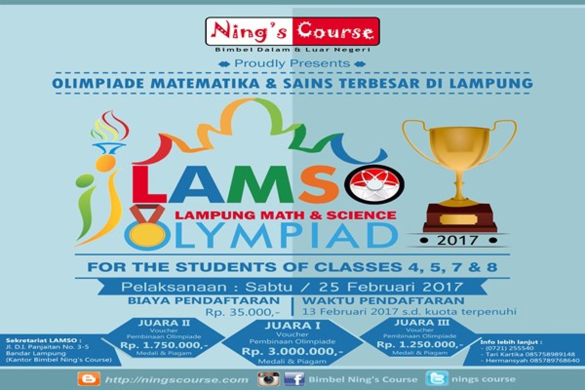 Ning's Course Gelar Olimpiade Pelajar Lampung 2017 