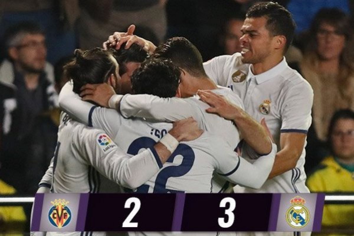 Balikkan kedudukan, Real Madrid hempaskan Villarreal 3-2