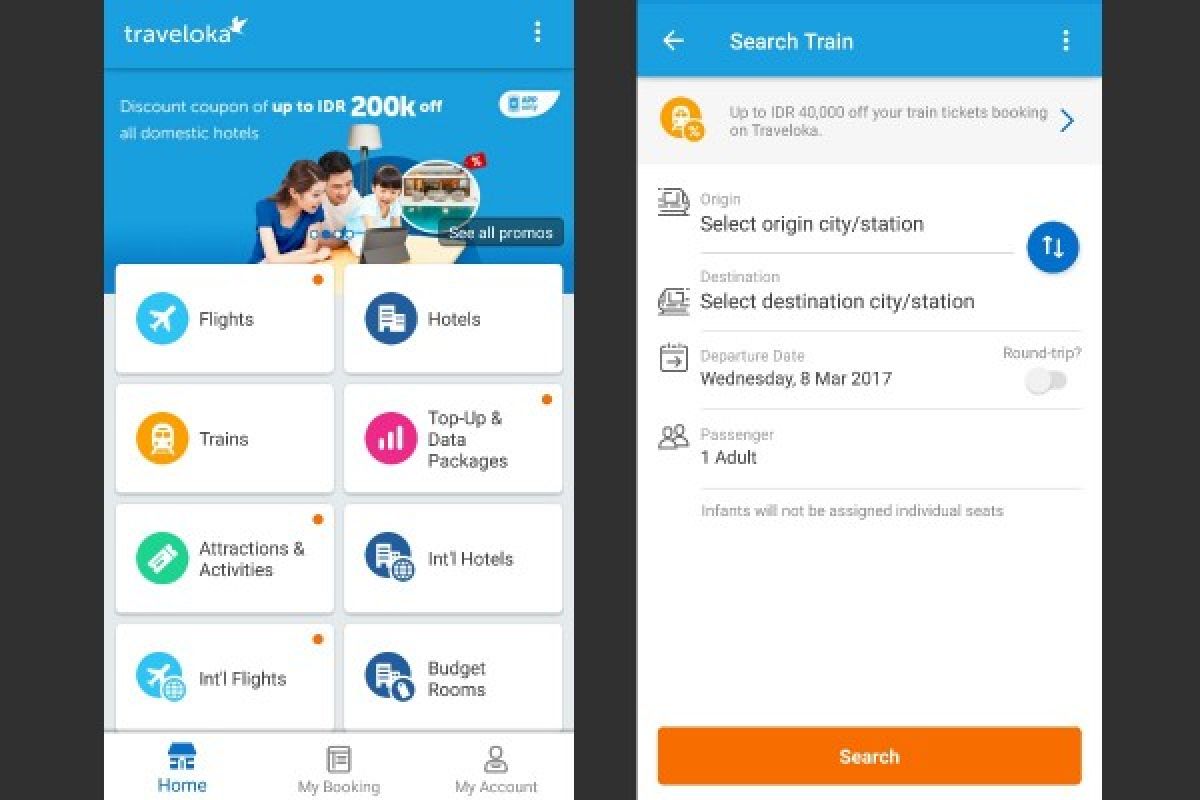 Traveloka sediakan layanan pemesanan tiket kereta api