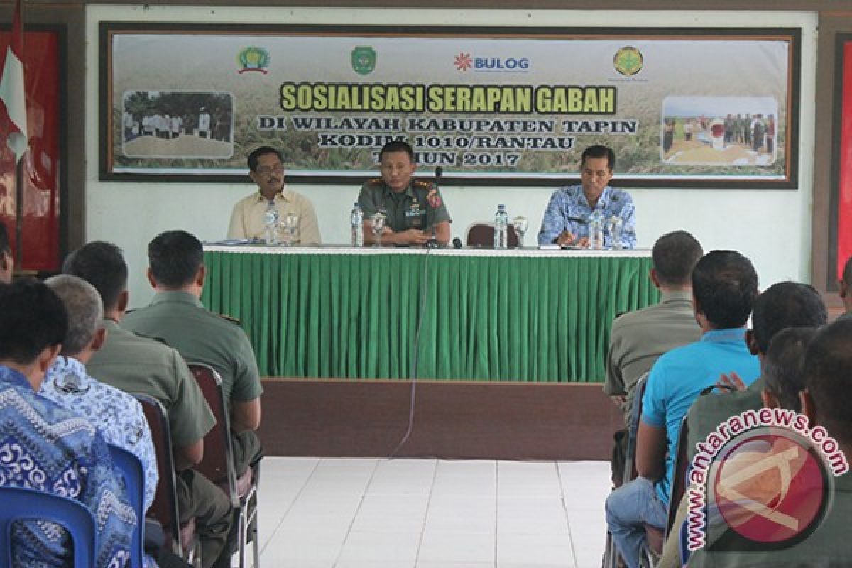 Kodim Bantu Bulog Serap Gabah Petani Tapin 