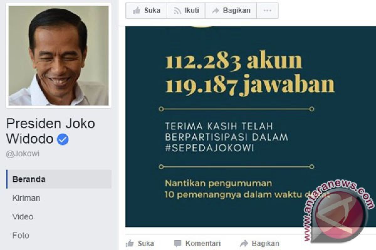 Peminat Sepeda Jokowi Capai 112.283 Akun Facebook