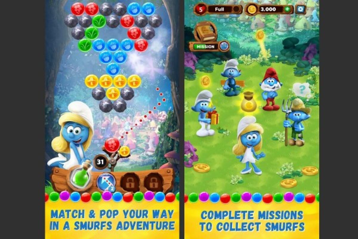 Game Smurfs Bubble Story tersedia di iOS dan Android