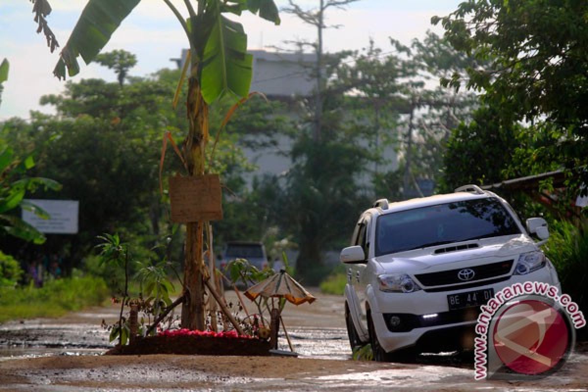 Jalan rusak ditanami warga pohon pisang