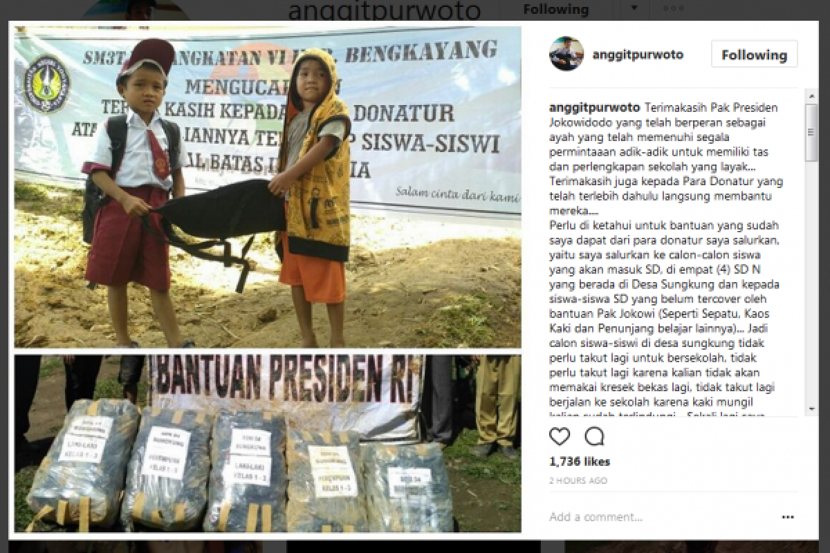 Siswa SD di Wilayah Perbatasan Terima Bantuan dari Presiden Jokowi