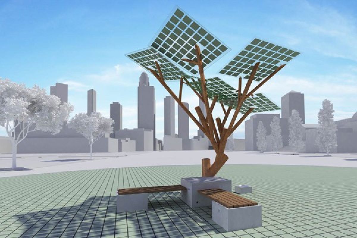 Pohon tenaga surya eTree pertama Eropa ditanam di Prancis