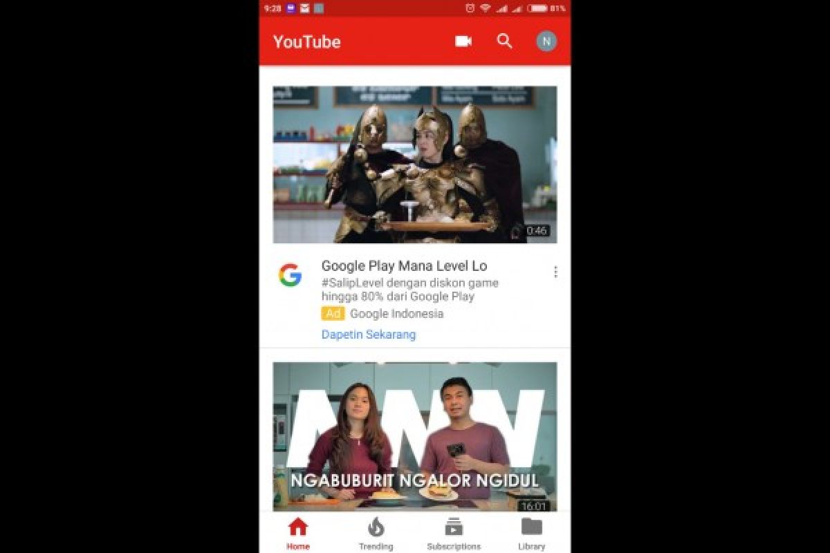 YouTube Android perbarui tampilan 