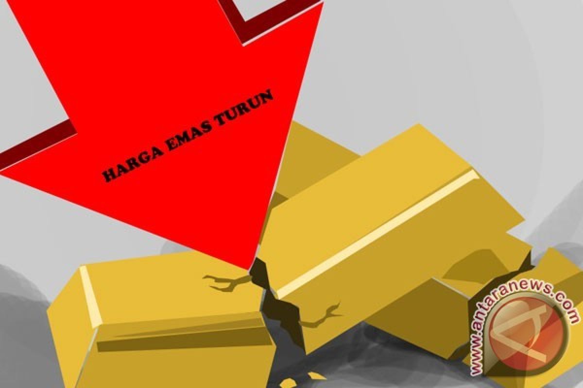 Emas berjangka sedikit menurun karena dolar AS stabil