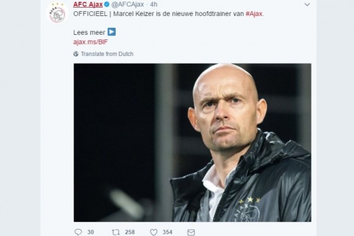 Marcel Keizer pelatih baru Ajax