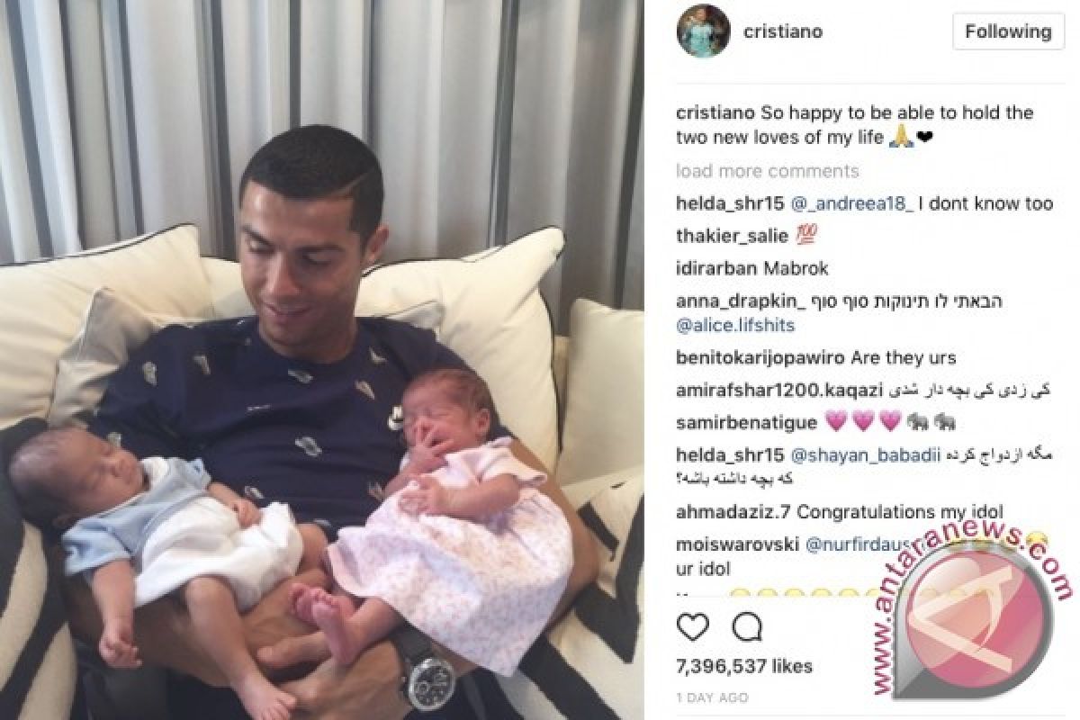 Baru dikaruniai bayi kembar, Ronaldo dikabarkan akan punya anak lagi