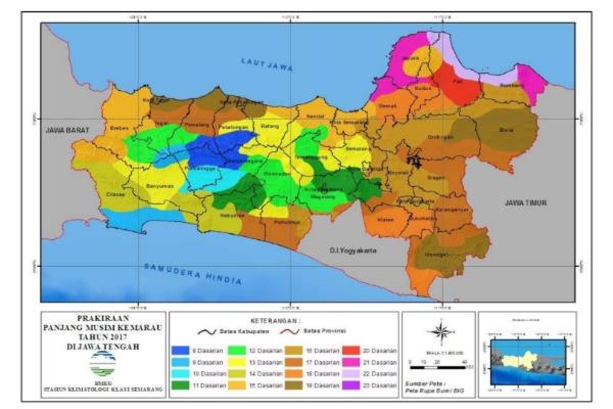 BMKG: Awal Musim Kemarau Jateng Selatan Mundur