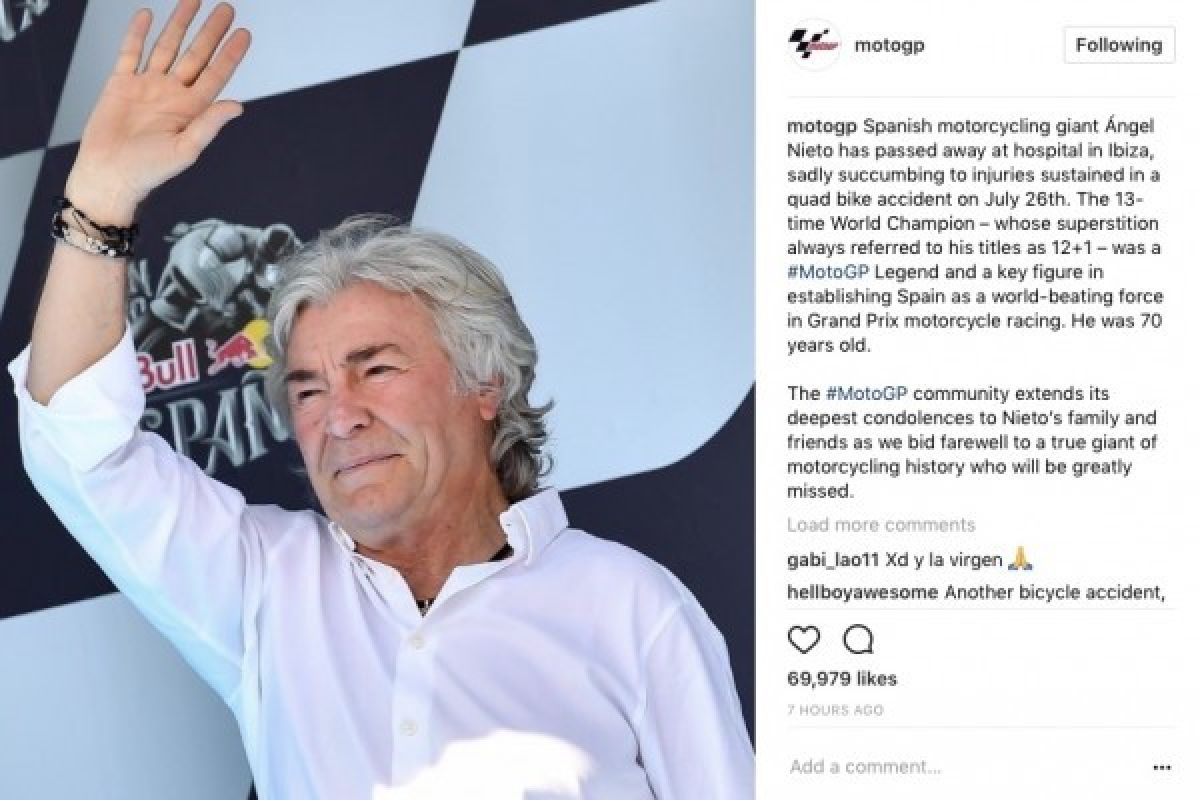 Mantan Pebalap MotoGP Angel Nieto Meninggal Akibat Kecelakaan