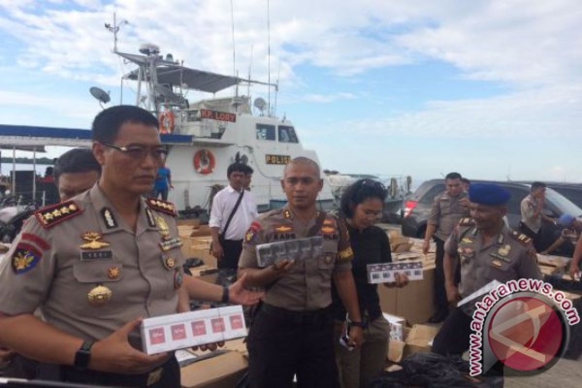 Polisi Perairan Jambi amankan ratusan dus rokok 