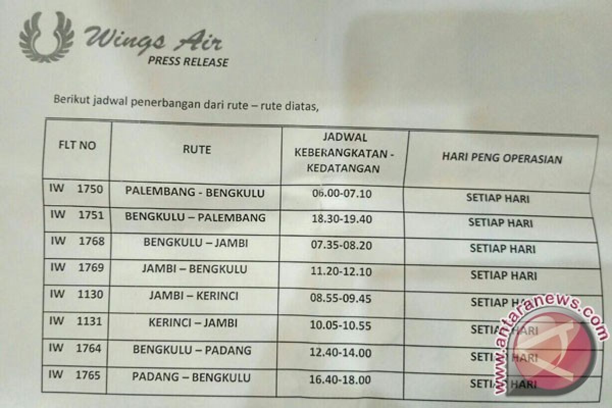 Jumlah Penerbangan Ke Bengkulu Meningkat 8,84 Persen