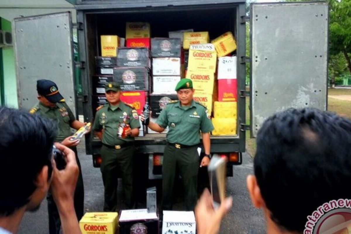 Kodim Gagalkan Penyeludupan Ribuan Botol Minuman Keras