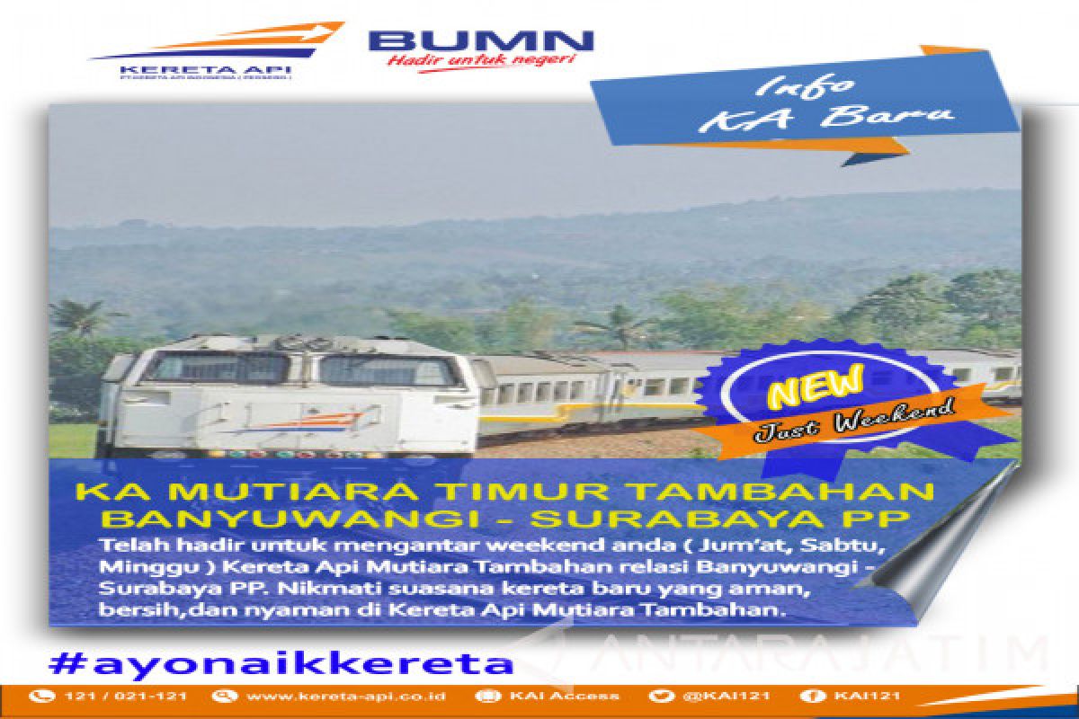 KAI Daop Jember Operasionalkan KA Mutiara Timur Tambahan saat Weekend