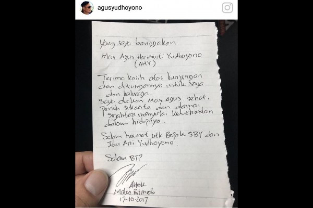 AHY besuk Ahok, tukar cerita dan doa