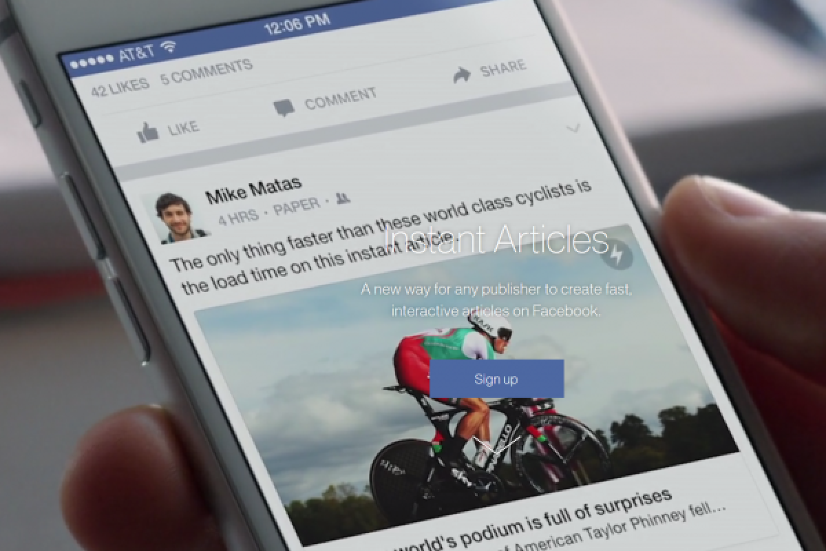 Facebook tes langganan Artikel Instan di Android