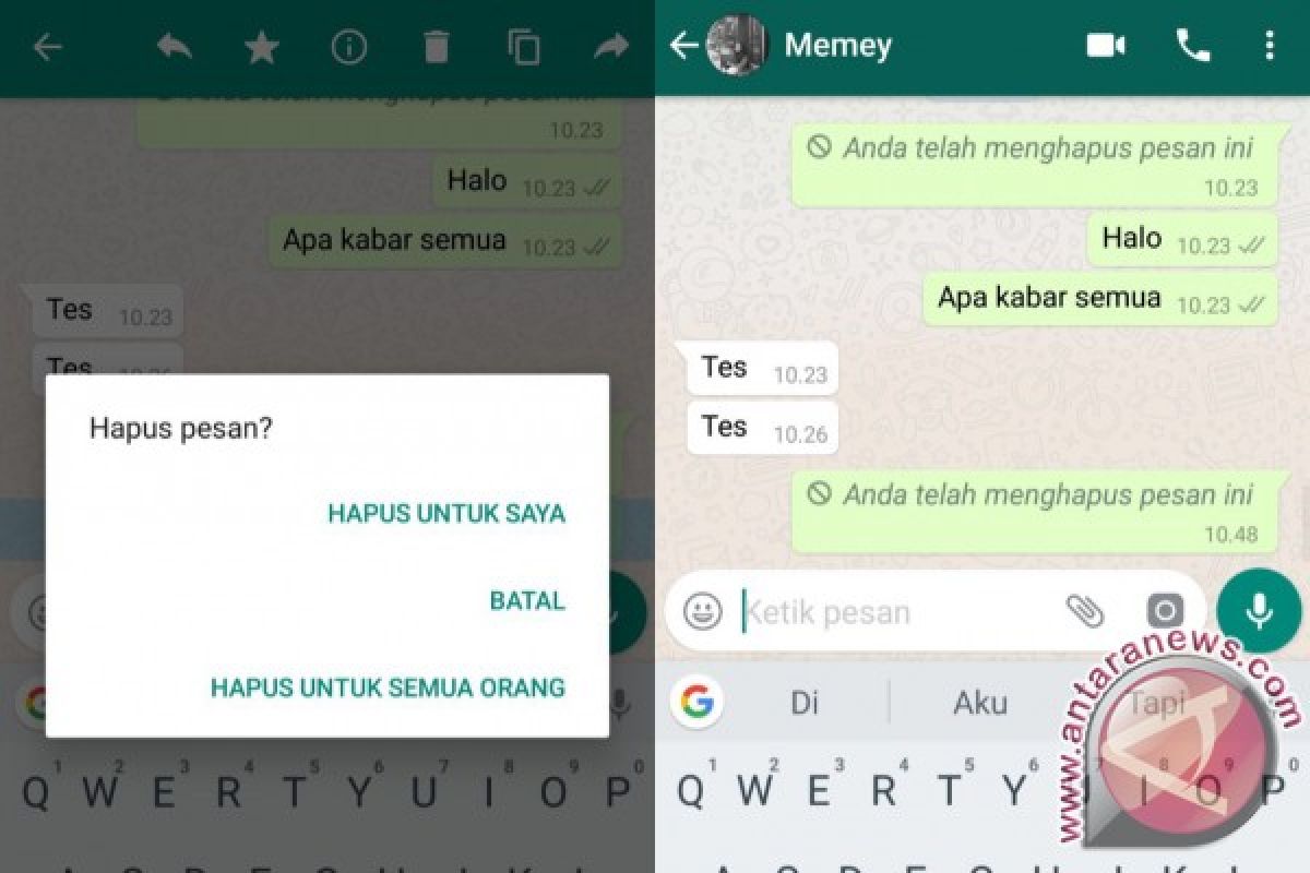 WhatsApp kini bisa hapus pesan