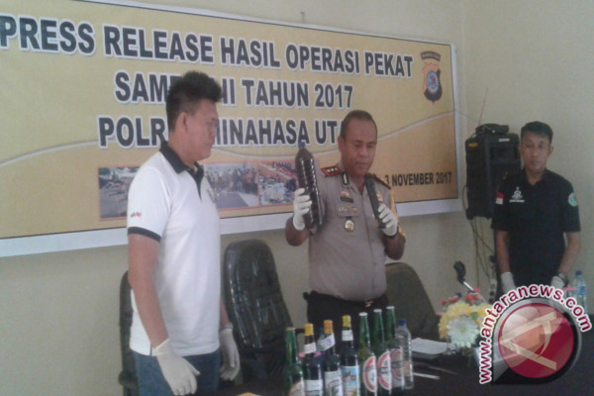 Polres Minahasa Utara Amankan 1469 Botol Miras