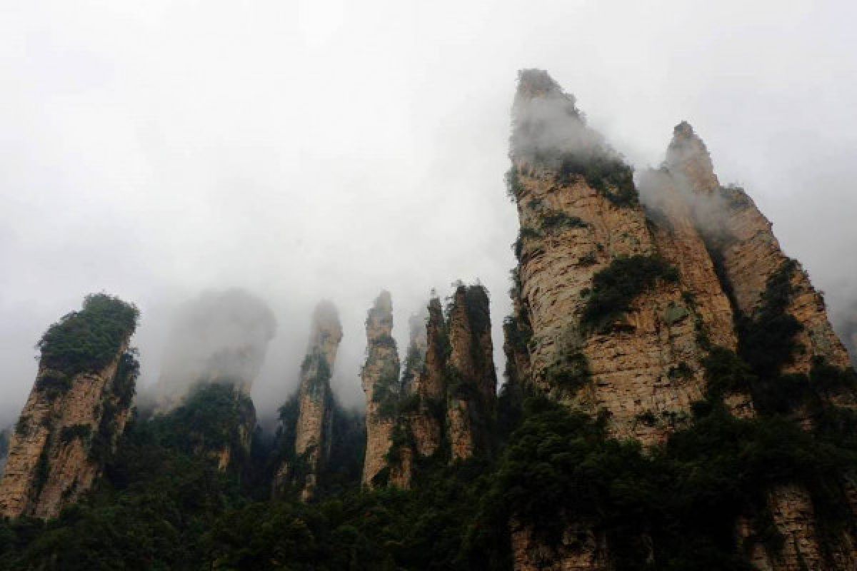 Pesona Puncak batuan karst Zhangjiajie