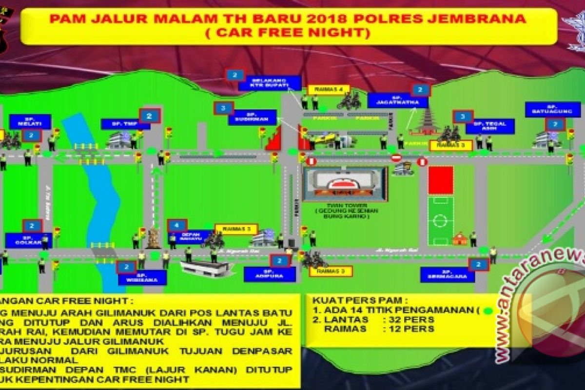 Polres Jembrana Atur Rute Kendaraan Tahun Baru