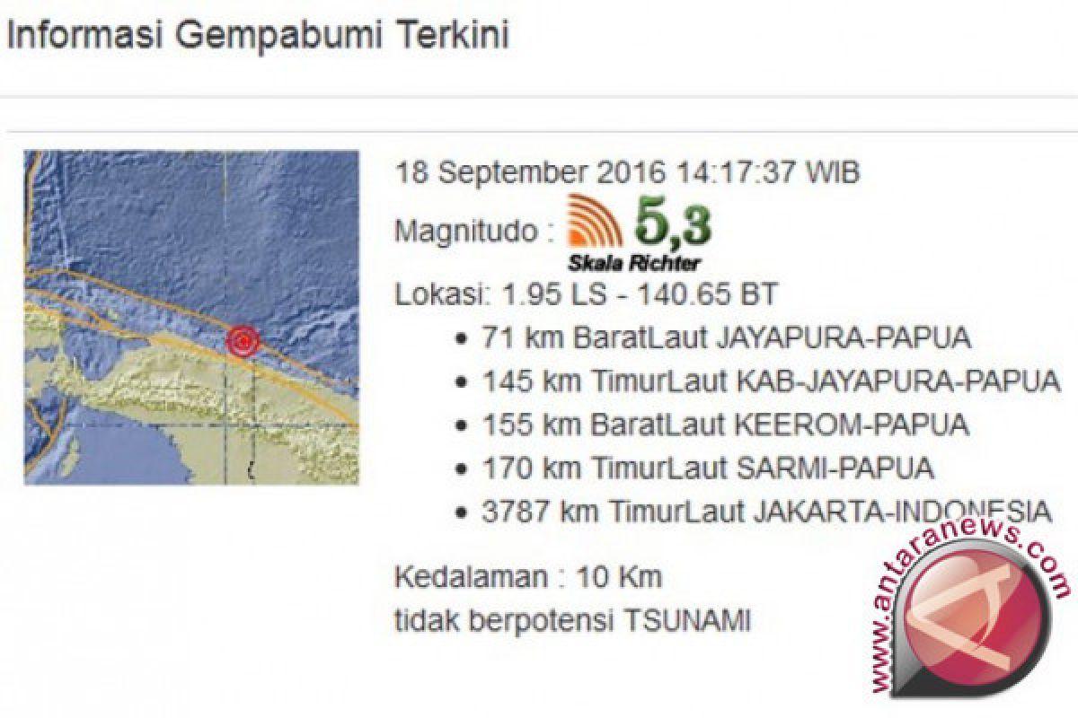 Gempa 5,1 SR guncang Jayapura