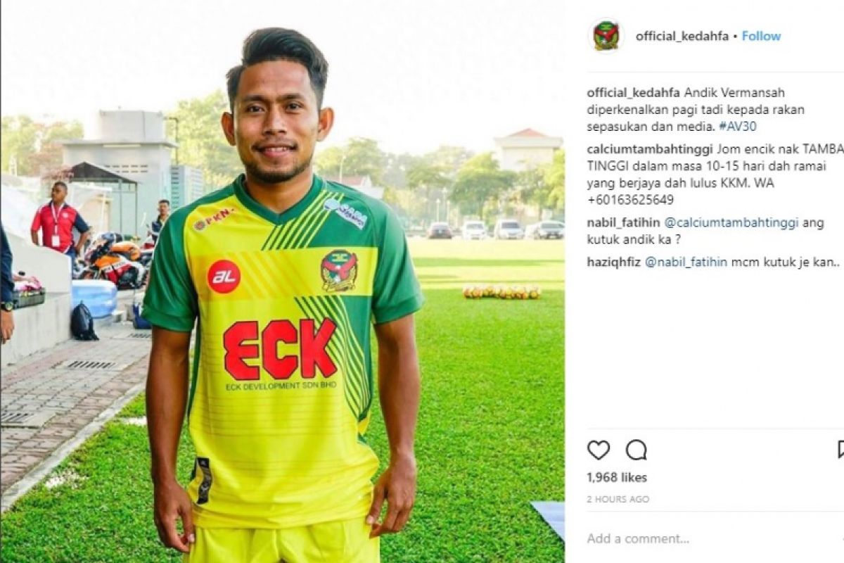 Kedah FA perkenalkan Andik Vermansah