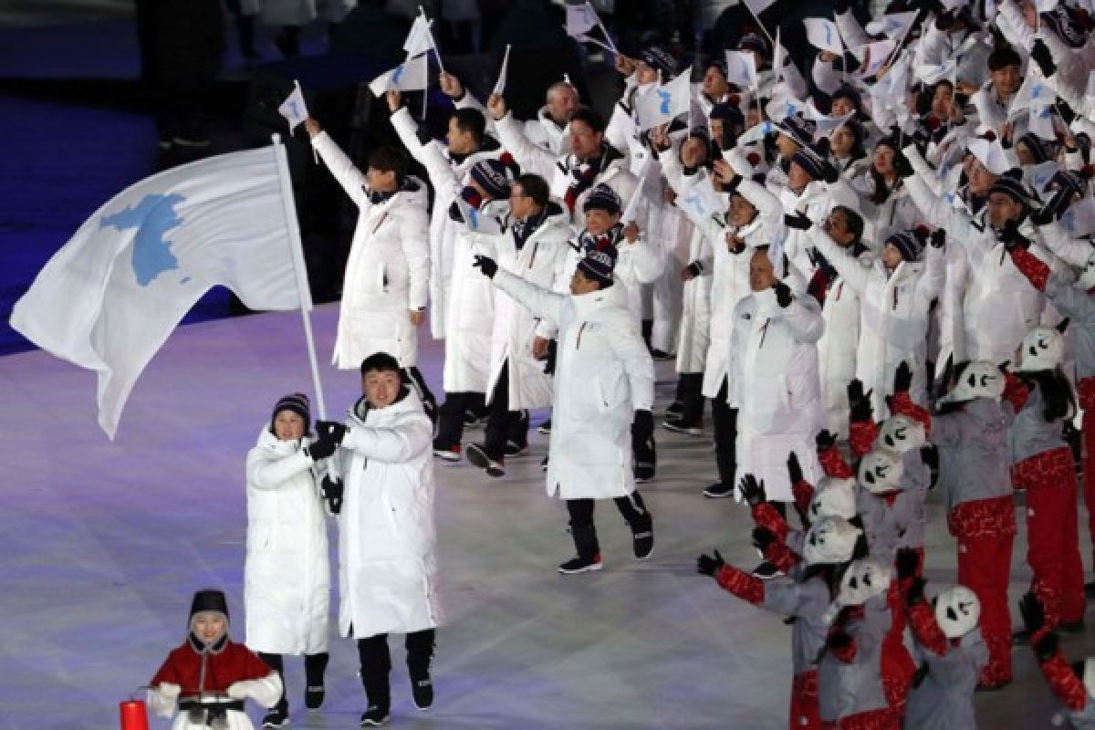 Bendera Unifikasi Korea berkibar di Olimpiade Pyeongchang