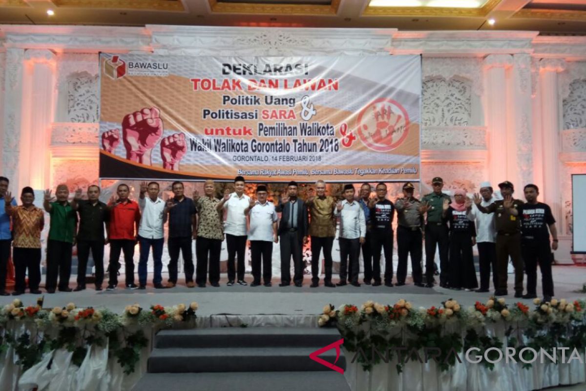 Cawali Gorontalo Deklarasi Tolak Politik Uang dan Politsasi Isu Sara