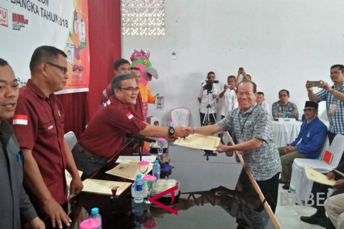 KPU Kabupaten Bangka tetapkan tiga paslon peserta pilkada