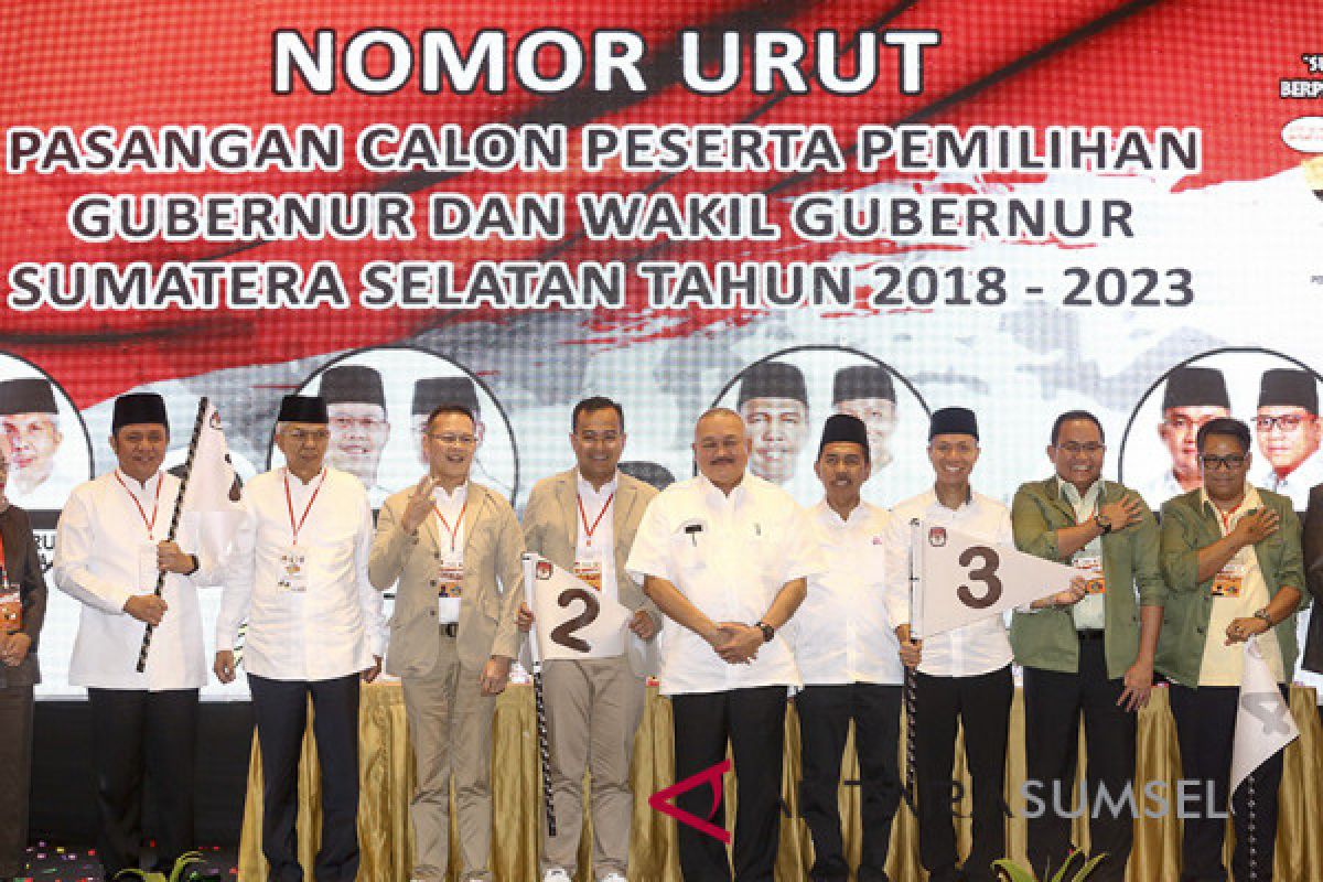 KPU undi nomor urut Cagub-Cawagub Sumsel