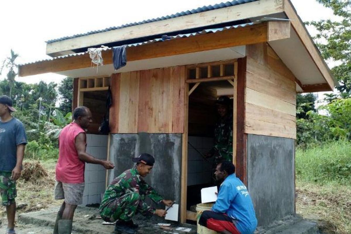 Pasukan pengamanan perbatasan RI-PNG bangun fasilitas umum