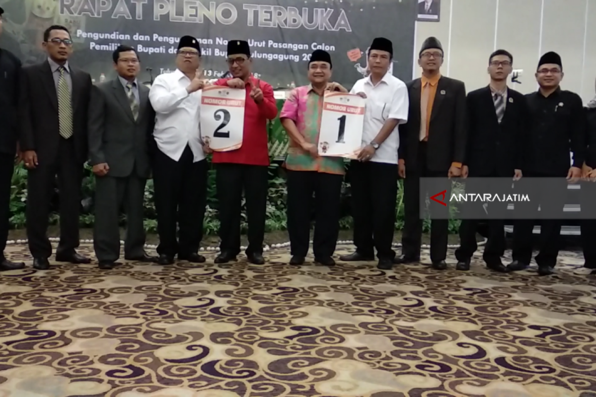 Hasil undian KPU Tulungagung: Margiono 1, Sahto 2 (Video)