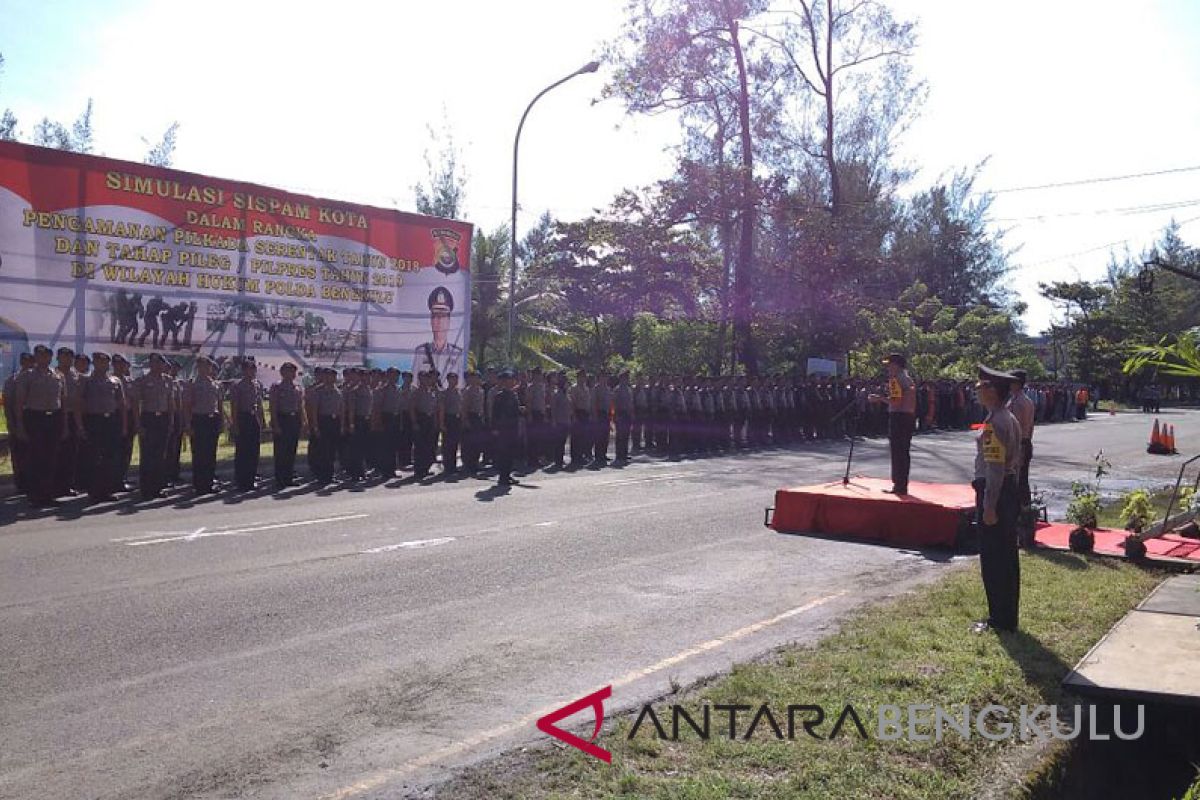 Polda Bengkulu gelar simulasi penanganan kericuhan Pilkada