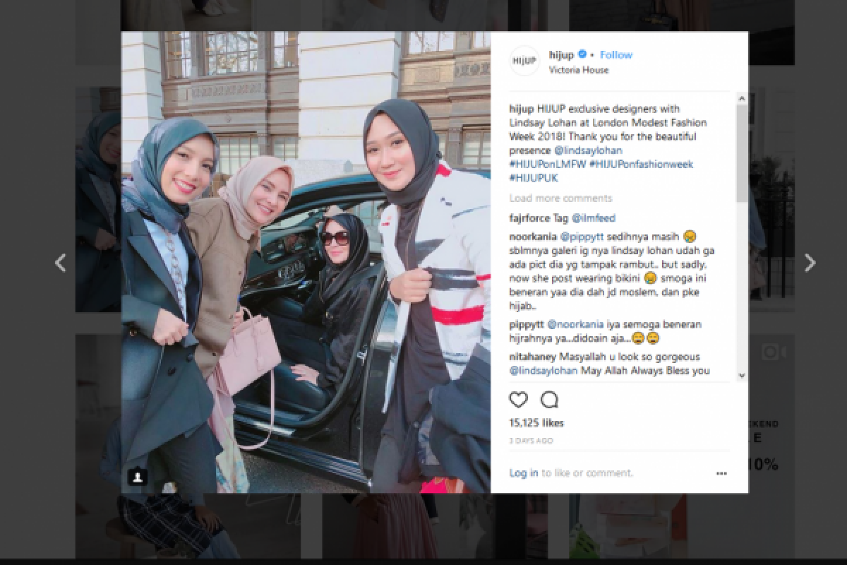 Kesan Ria Miranda bertemu Lindsay Lohan saat berkerudung