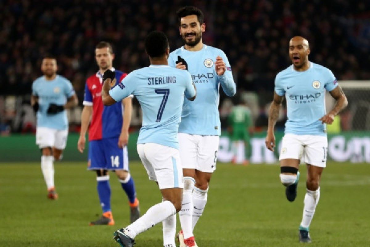 Manchester City satu kaki di perempatfinal usai gunduli Basel 4-0