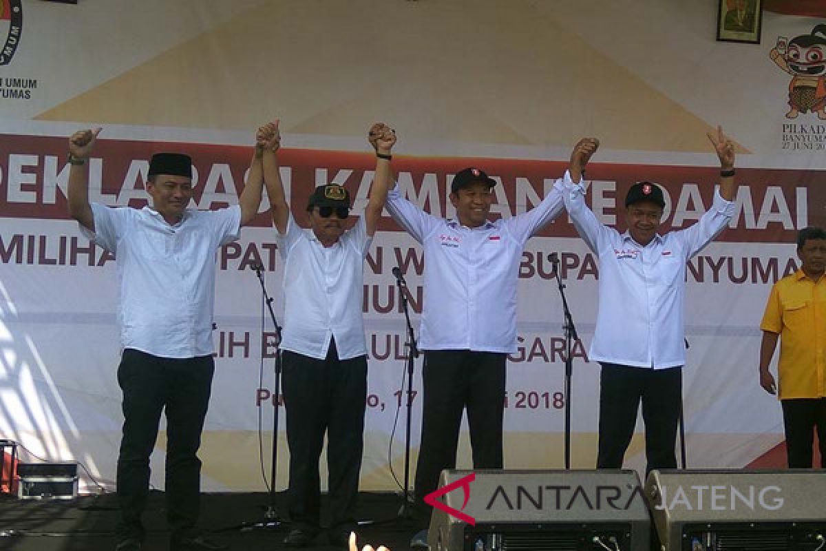 Pasangan calon Bupati Banyumas deklarasikan kampanye damai