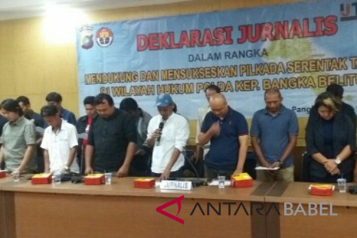 Polda Babel bersama jurnalis deklarasi pilkada damai