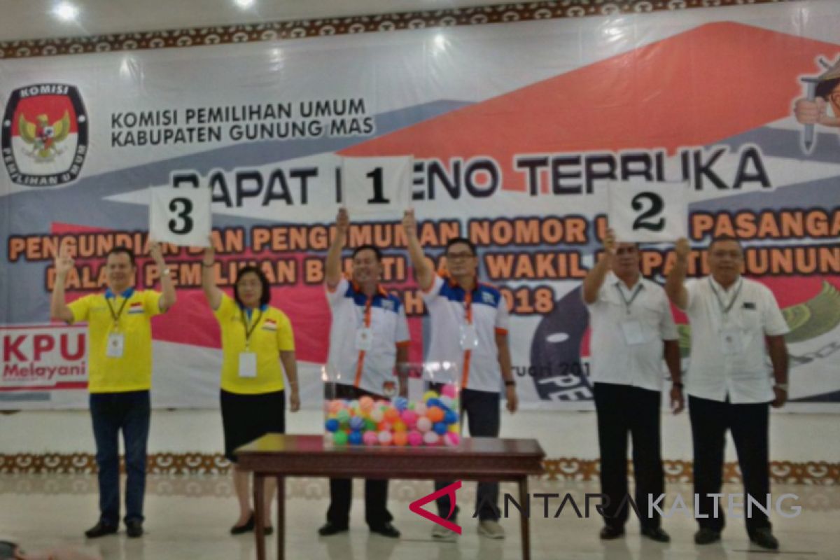 Paslon Pilkada Gumas resmi dapat nomor urut, ini hasilnya